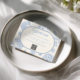 Cartão RSVP Casamento Vintage com Hortênsia Azul