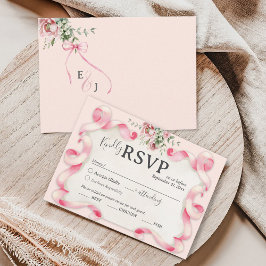 Cartão RSVP Casamento vintage cor-de-rosa Arco cor-de-rosa flo