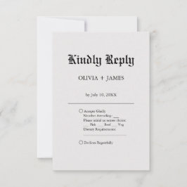 Cartão RSVP Casamento vintage Elegante Simples
