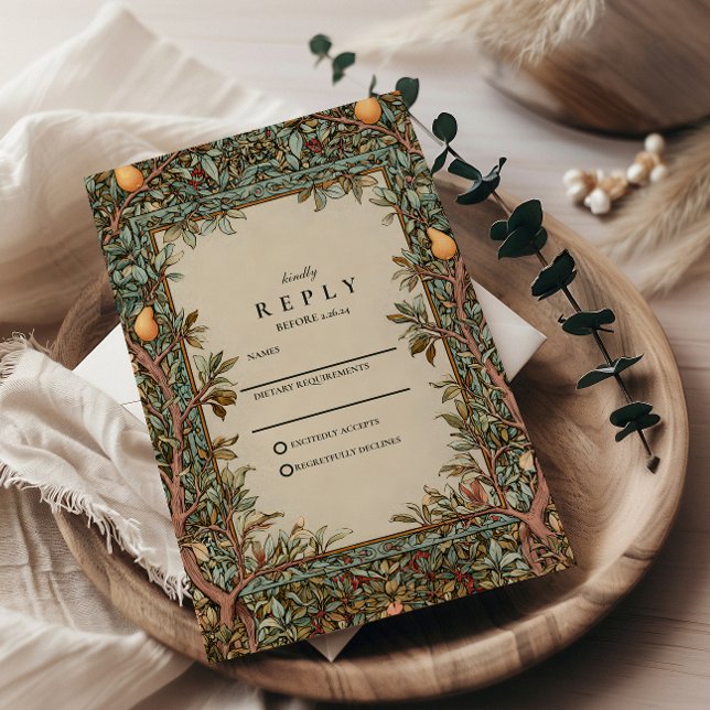 Cartão RSVP Casamento Vintage em Pomar (Criador carregado)