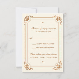 Cartão RSVP Casamento Vintage Flourish Meal Choice