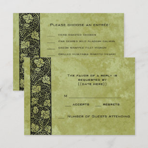 Cartão RSVP Casamento Vintage, Folhas de Parreira Vitorianas