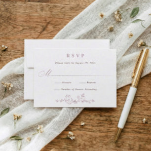 Cartão RSVP Casamento Vintage Francês Floral Rosa Empoeirado M
