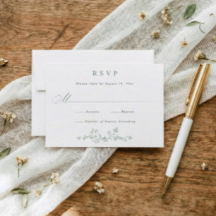 Cartão RSVP Casamento Vintage Francês Floral Verde Salvia Vito