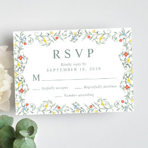 Cartão RSVP Casamento Vintage Garden Watercolor