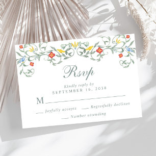 Cartão RSVP Casamento Vintage Garden Watercolor