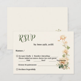 Cartão RSVP Casamento vintage Lotus Flower