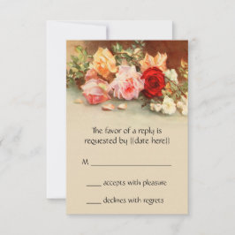 Cartão RSVP Casamento Vintage, Natureza-Morta de Flores de Ros