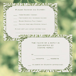 Cartão RSVP Casamento Vintage, Padrão de Folhas de Salgueiro V