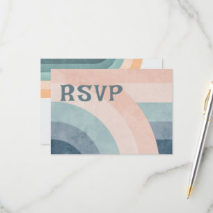 Cartão RSVP Casamento Vintage Rainbow na década de 70