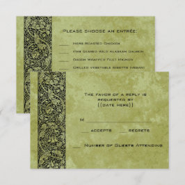 Cartão RSVP Casamento Vintage, Rolo Floral de Flores Vitoriana