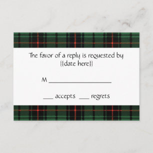 Cartão RSVP Casamento vintage, Tartan Davidson Padrão Moderno