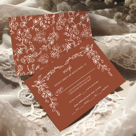 Cartão RSVP Casamento vintage Terracotta Elegante