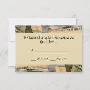 Cartão RSVP Casamento vintage, Tons da Terra Cores, Cubismo Ar