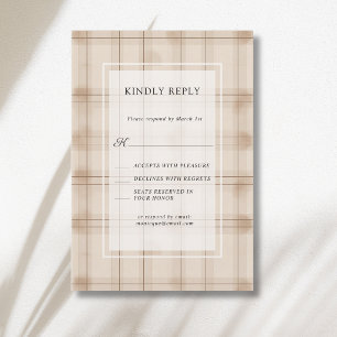 Cartão RSVP Casamento Vintage Xadrez Café Capuccino Clássico M