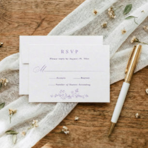 Cartão RSVP Casamento Vitoriano com Florais de Lavanda Frances