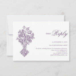 Cartão RSVP Casamento Vitoriano do Buquê Roxo Chinoiserie