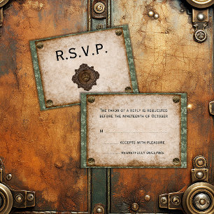 Cartão RSVP Casamento Vitoriano Steampunk Soiree