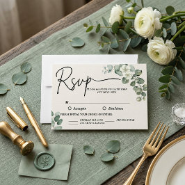 Cartão RSVP Casamento Watercolor eucalyptus