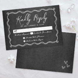 Cartão RSVP Casamento Whimsical Chalkboard Desenhado Mão