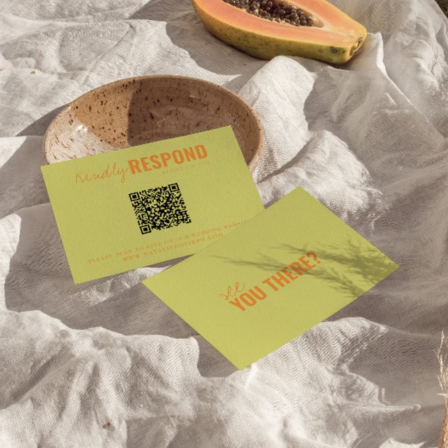 Cartão RSVP Casamento Whimsical com Código QR Retroativo Color (Criador carregado)
