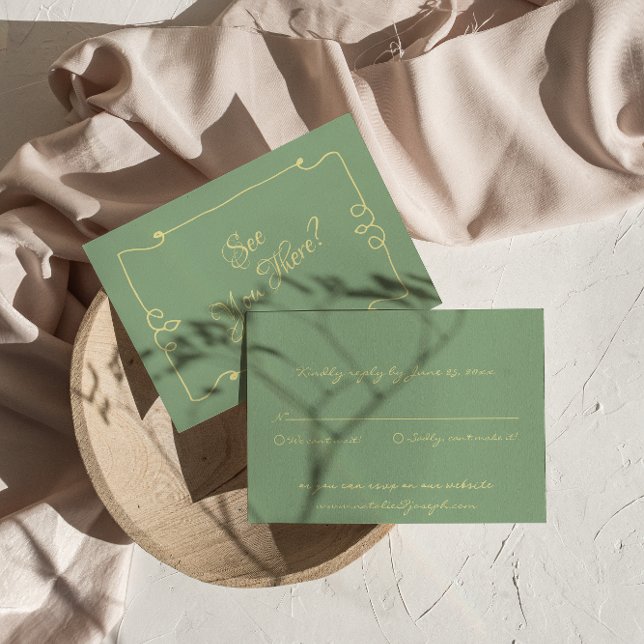 Cartão RSVP Casamento Whimsical Da Letra Retro Mint Green (Criador carregado)