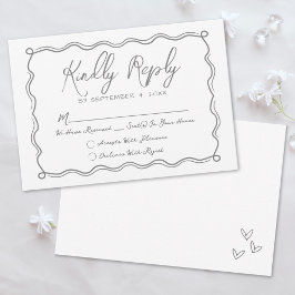 Cartão RSVP Casamento Whimsical De Mão Desenhada Quirky