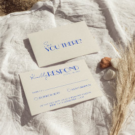 Cartão RSVP Casamento Whimsical Francês com Azul Elegante Mode