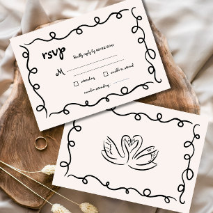 Cartão RSVP Casamento Whimsical Francês Negra Francês com Dese