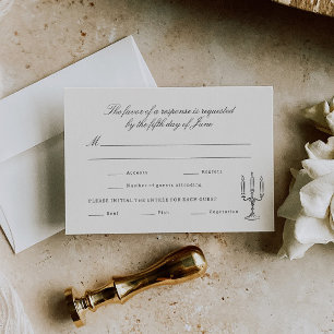 Cartão RSVP Casamento Whimsical Ilustrado