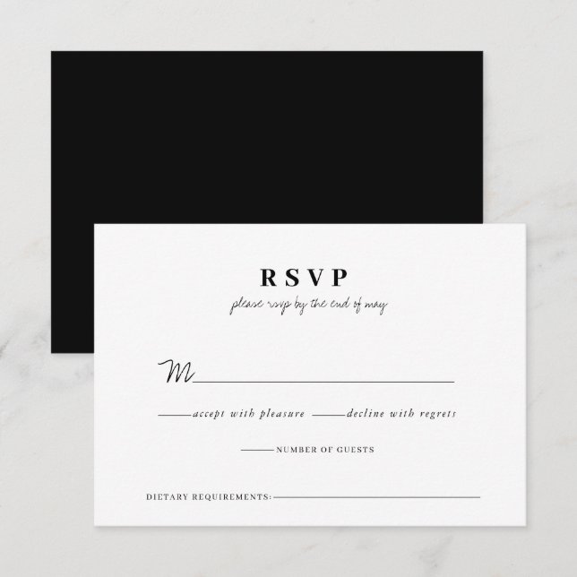 Cartão RSVP Casamento Whimsical Moderno (Frente/Verso)