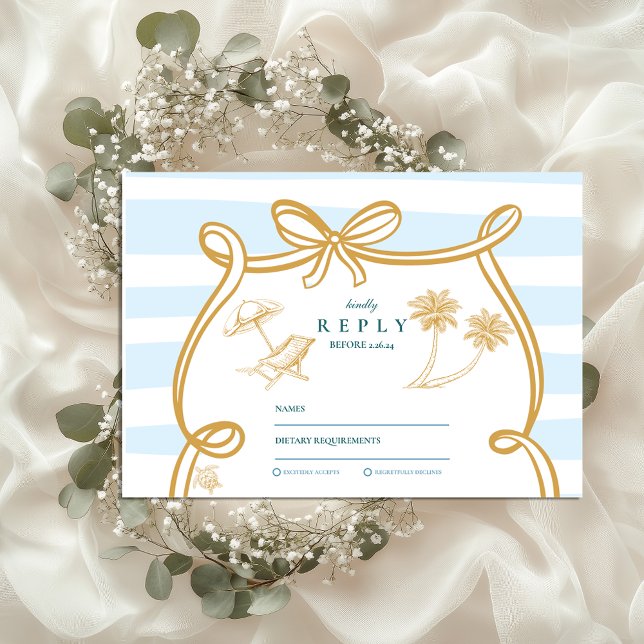 Cartão RSVP Casamento Whimsical Shoreline (Criador carregado)