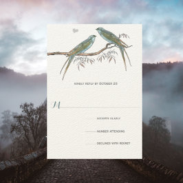 Cartão RSVP Casamentos de aves de capoeira com flores de Aqua 