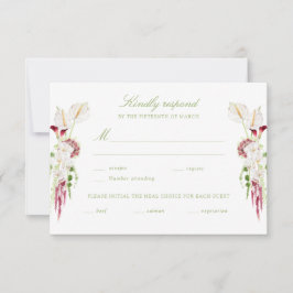Cartão RSVP  Cascading Floral Bouquet Wedding