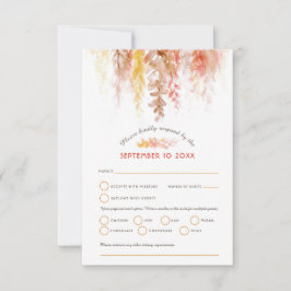 Cartão RSVP Cascata de água queda castanha laranja casamento
