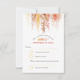 Cartão RSVP Cascata de água queda castanha laranja casamento