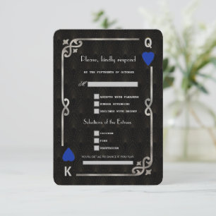 Cartão RSVP Casino Azul Silver Vegas Pedido de Música