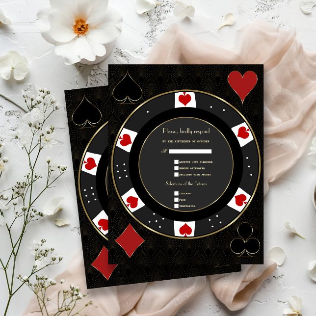 Cartão RSVP Casino Legant Vegas Poker Chip Wedding (Criador carregado)