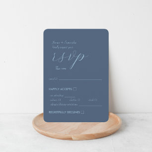 Cartão RSVP Caso de Casamento de Colorblock Moderno   Azul Esc