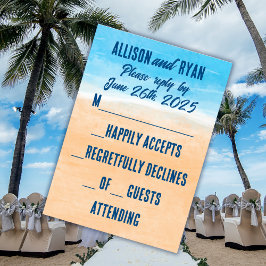 Cartão RSVP Casual Watercolor Beach Wedding