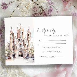 Cartão RSVP Catedral de Barcelona Casamento por Aquarela Espan