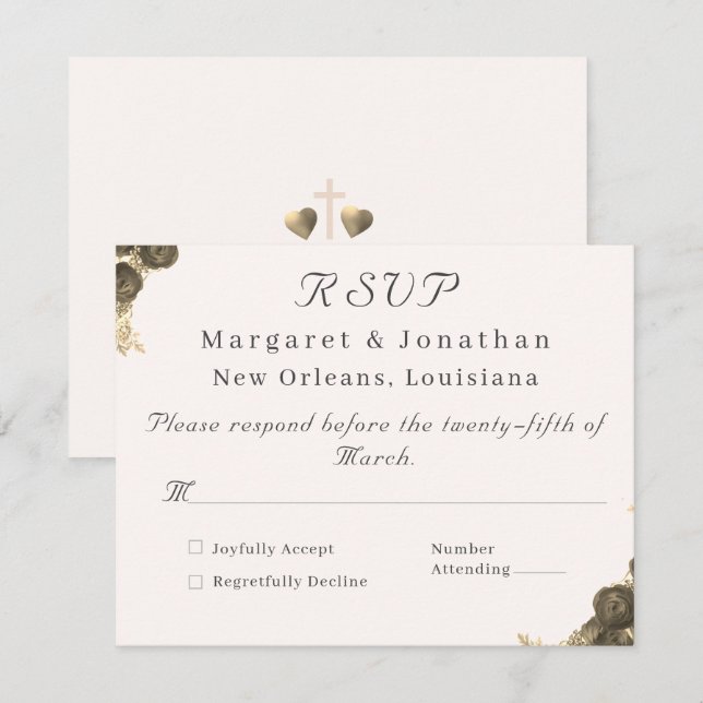 Cartão RSVP Católica Grace Wedding (Frente/Verso)