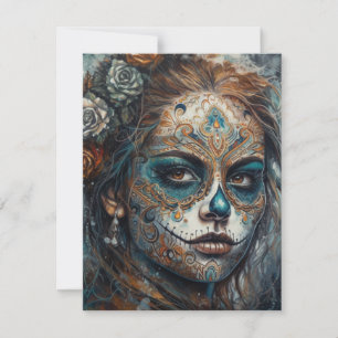 Cartão RSVP Catrina Azul