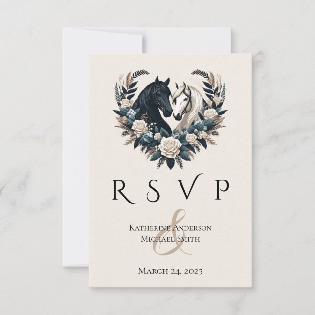 Cartão RSVP Cavalos de Casamento no Amor (Frente)