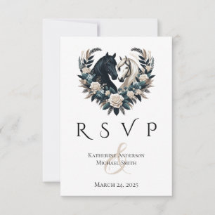Cartão RSVP Cavalos de Casamento no Amor