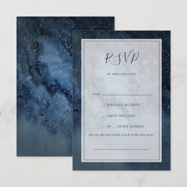 Cartão RSVP Celestial Night Sky com Pedido de Frame Song (Frente/Verso)