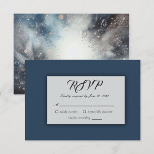 Cartão RSVP Celestial Winter Midnight Sparkle Weds