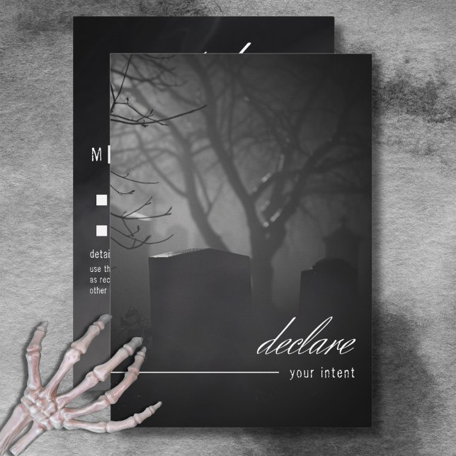 Cartão RSVP Cemitério Branco Negro Gótico até a morte sem Jant (Gothic Black White Cemetery Until Death No Dinner RSVP Card)