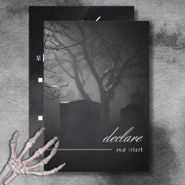 Cartão RSVP Cemitério Gótico Preto e Branco até Código QR de M