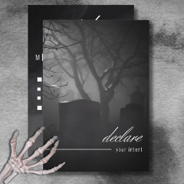 Cartão RSVP Cemitério Gótico Preto e Branco até Janta da Morte